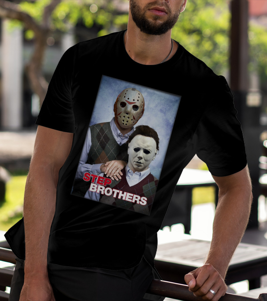 Step Brothers Jason Voorhees Michael Myers Comedy Horror Crossover T-Shirt