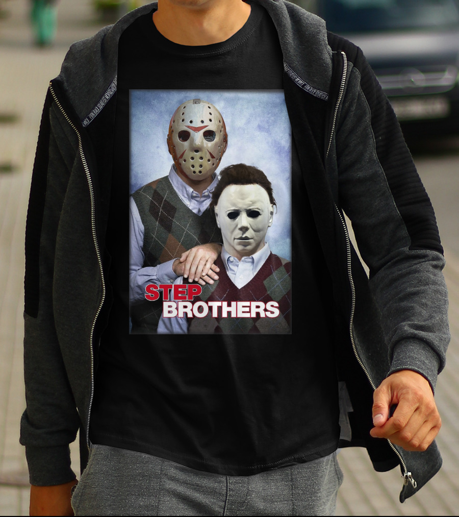 Step Brothers Jason Voorhees Michael Myers Comedy Horror Crossover T-Shirt