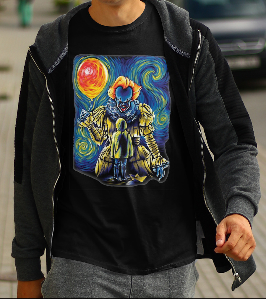 Starry Night Pennywise And Georgie Balloon Encounter T-Shirt