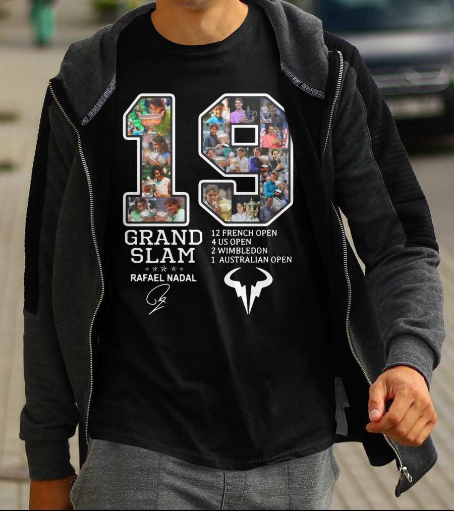 Rafael Nadal 19 Grand Slam Titles French Open US Open Wimbledon Australian Open T-Shirt