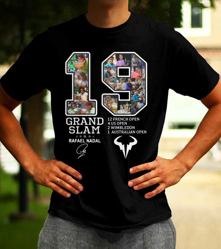 Rafael Nadal 19 Grand Slam Titles French Open US Open Wimbledon Australian Open T-Shirt