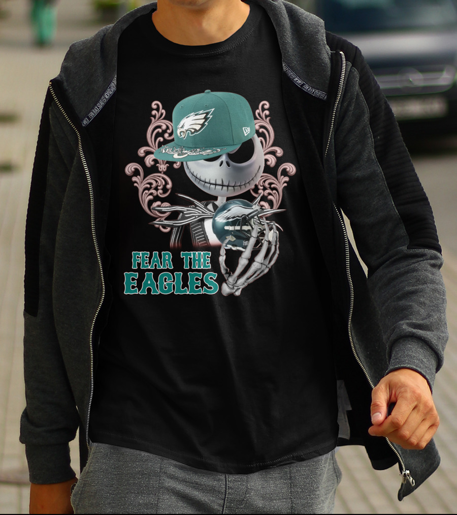 Jack Skellington Fear The Eagles Philadelphia Football T-Shirt