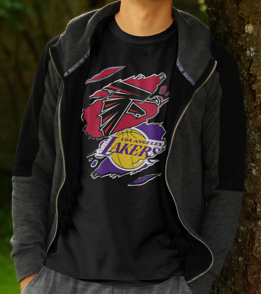 Atlanta Falcons Los Angeles Lakers Logo Mashup T-Shirt