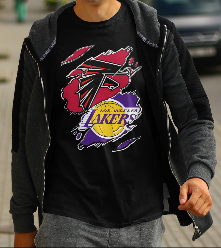 Atlanta Falcons Los Angeles Lakers Logo Mashup T-Shirt