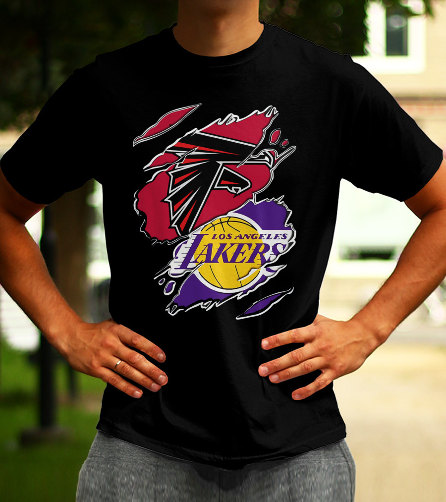 Atlanta Falcons Los Angeles Lakers Logo Mashup T-Shirt