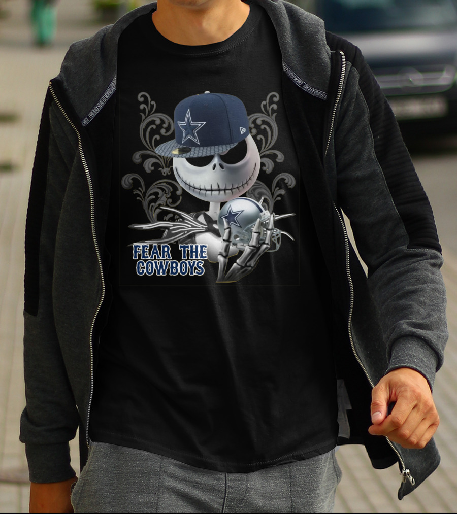 Fear The Cowboys Jack Skellington Dallas Nfl Fan Gear T-Shirt