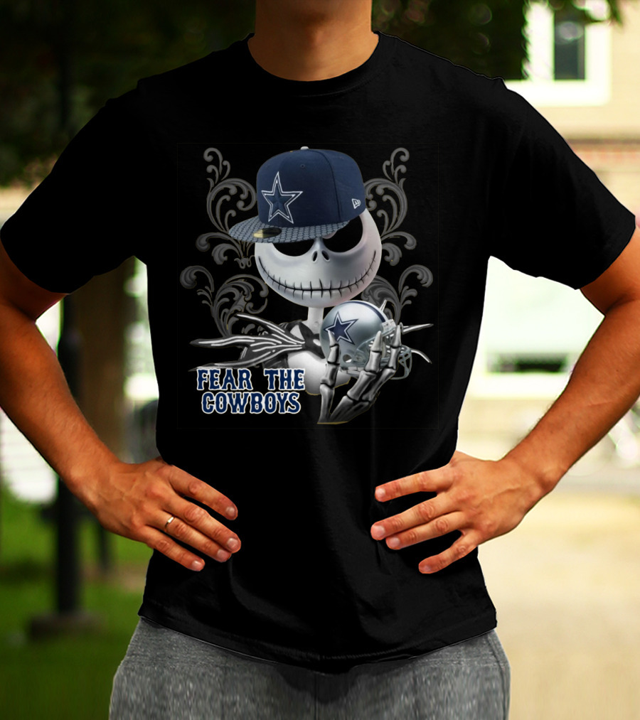 Fear The Cowboys Jack Skellington Dallas Nfl Fan Gear T-Shirt