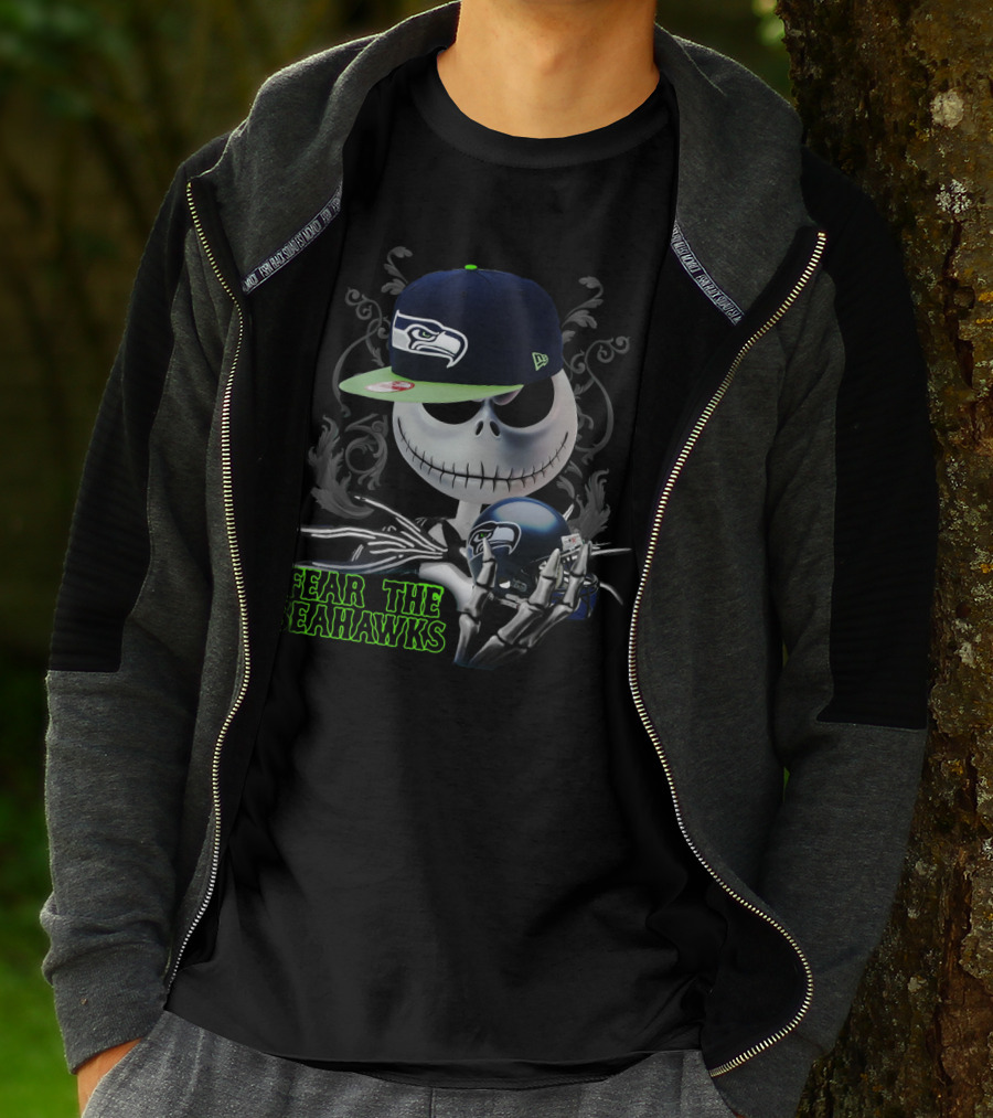 Fear The Seahawks Jack Skellington Seattle Seahawks T-Shirt