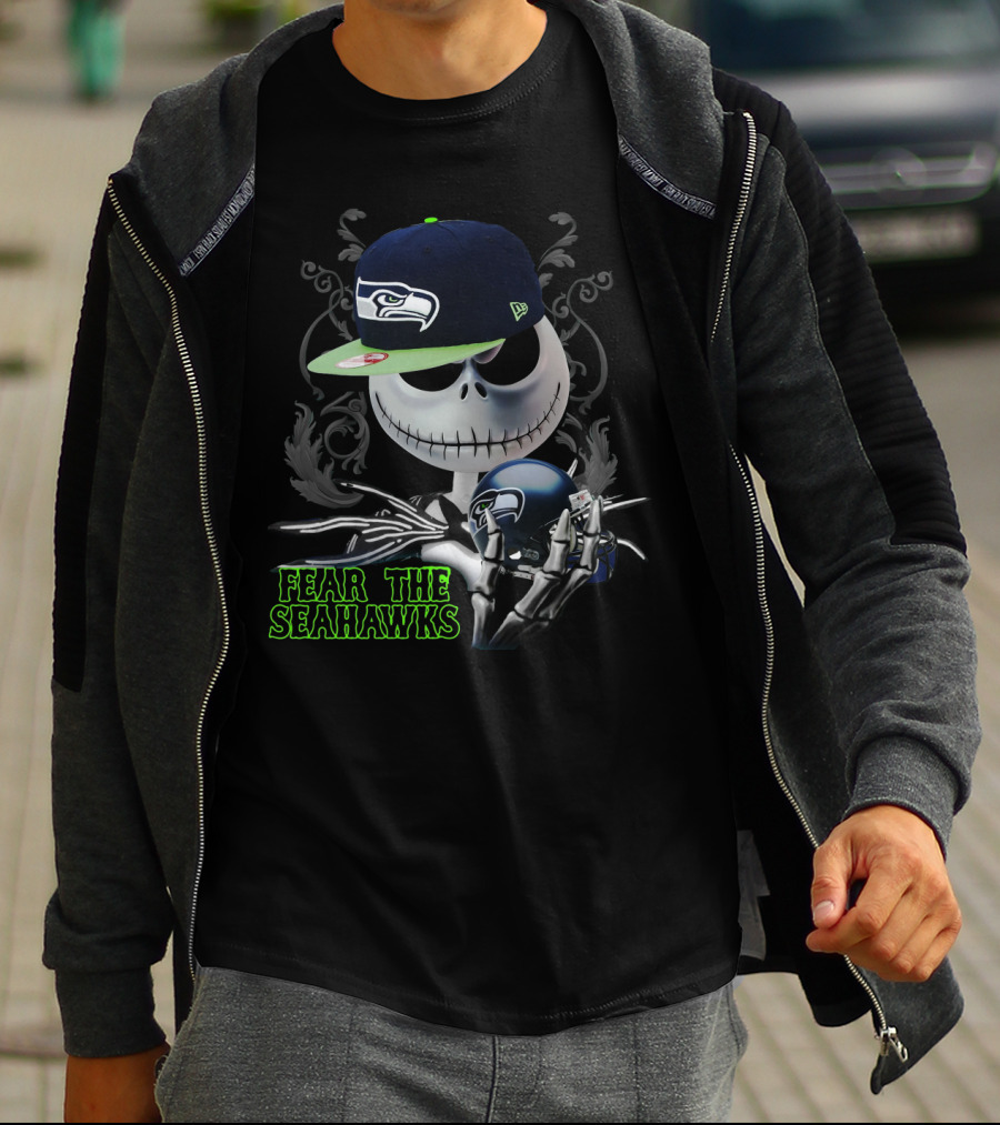 Fear The Seahawks Jack Skellington Seattle Seahawks T-Shirt