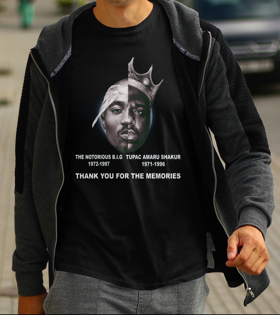 The Notorious Big Tupac Amaru Shakur 1972-1997 1971-1996 Thank You For The Memories T-Shirt