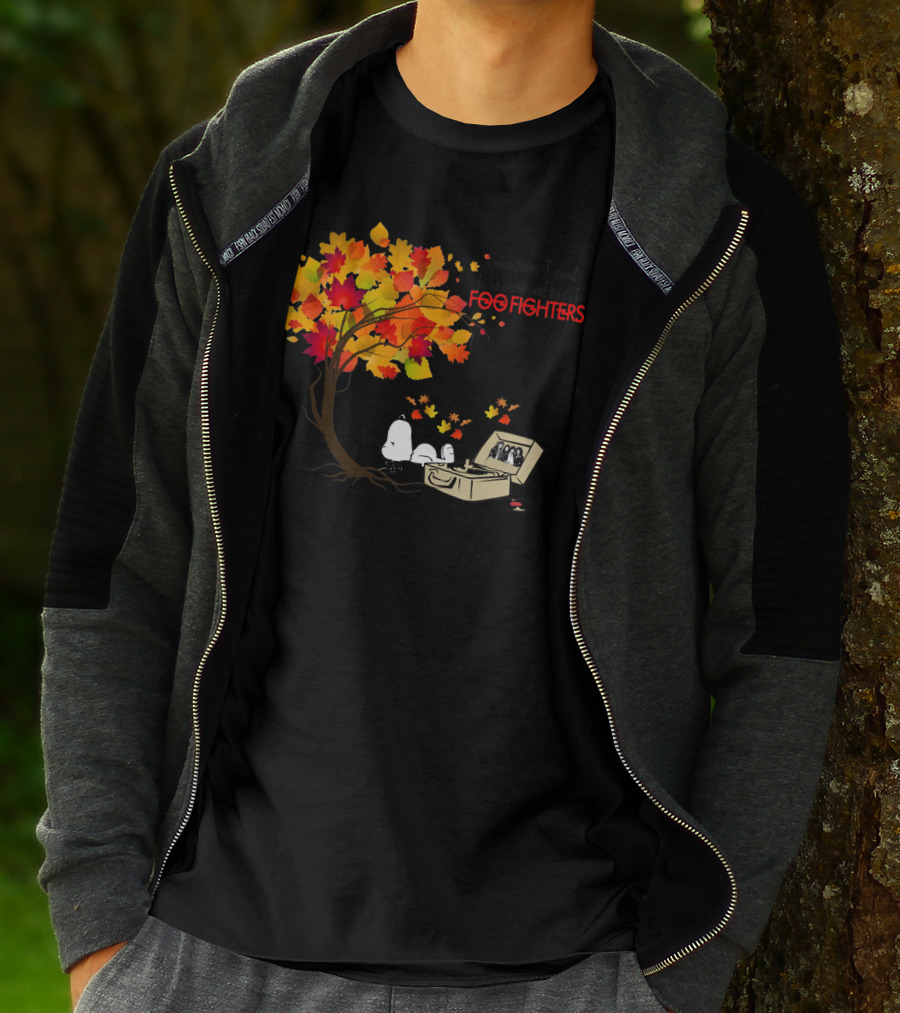 Sometimes I Need To Be Alone And Listen To Foo Fighters Snoopy Autumn Leaves T-Shirt