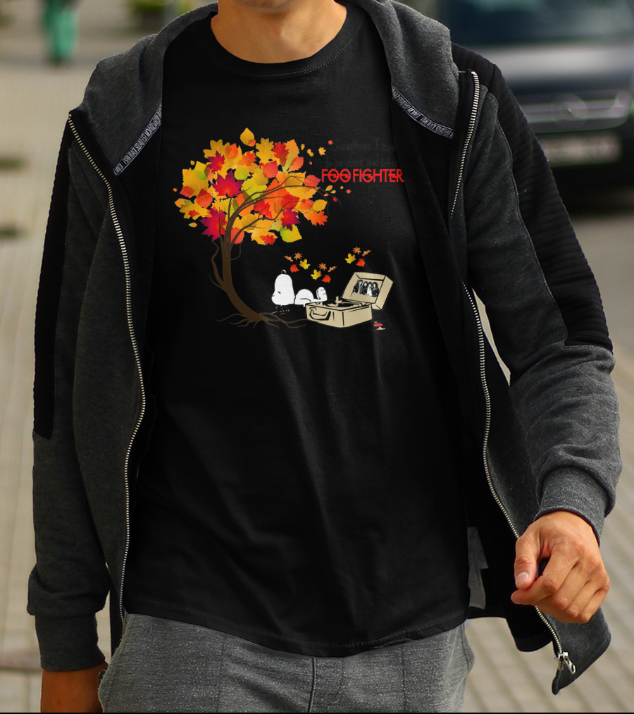 Sometimes I Need To Be Alone And Listen To Foo Fighters Snoopy Autumn Leaves T-Shirt