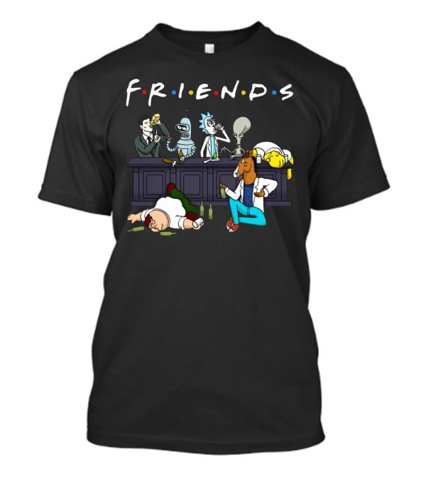 FRIENDS Rick Sanchez Drinking Buddies Parody Iconic Characters T-Shirt
