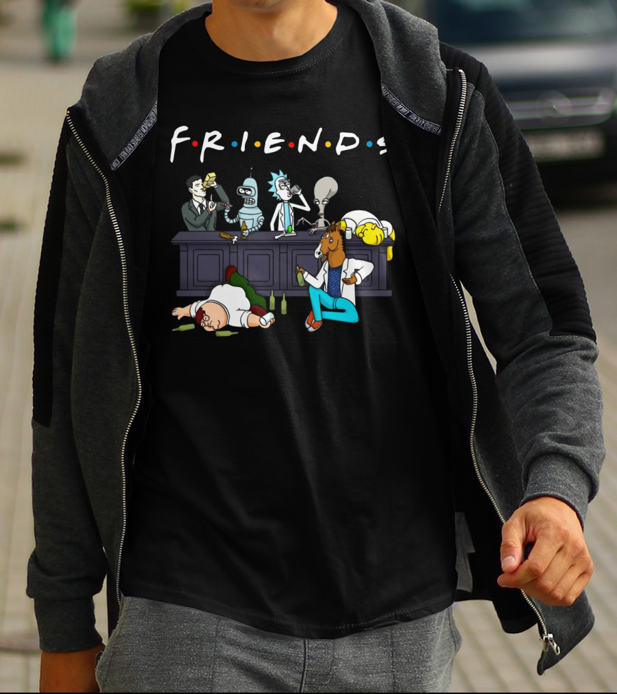 FRIENDS Rick Sanchez Drinking Buddies Parody Iconic Characters T-Shirt