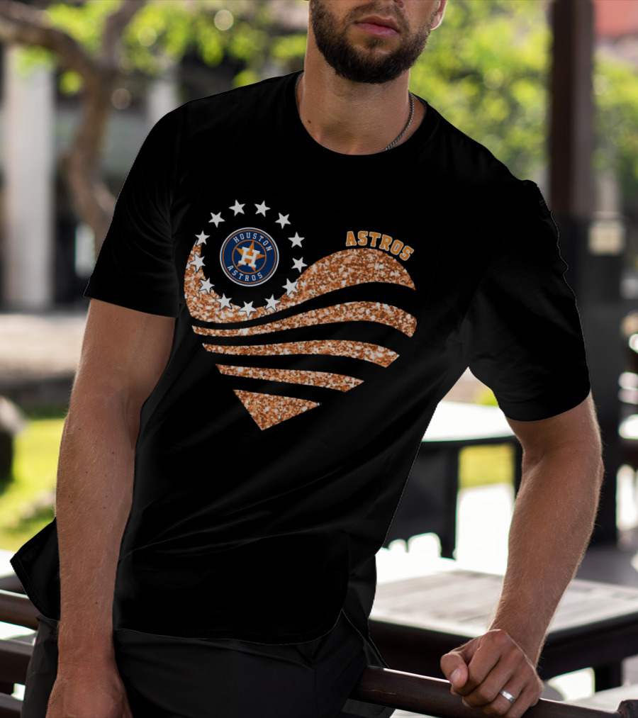 Houston Astros Heart Glitter Stars T-Shirt