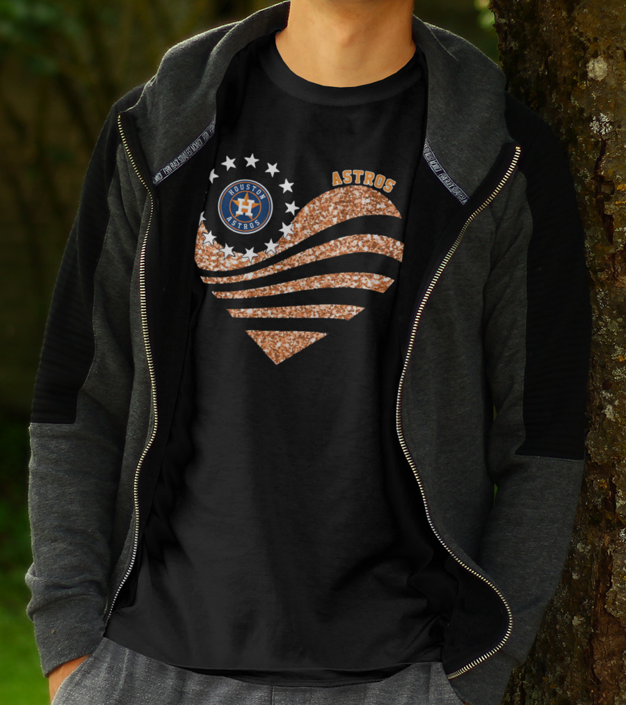 Houston Astros Heart Glitter Stars T-Shirt