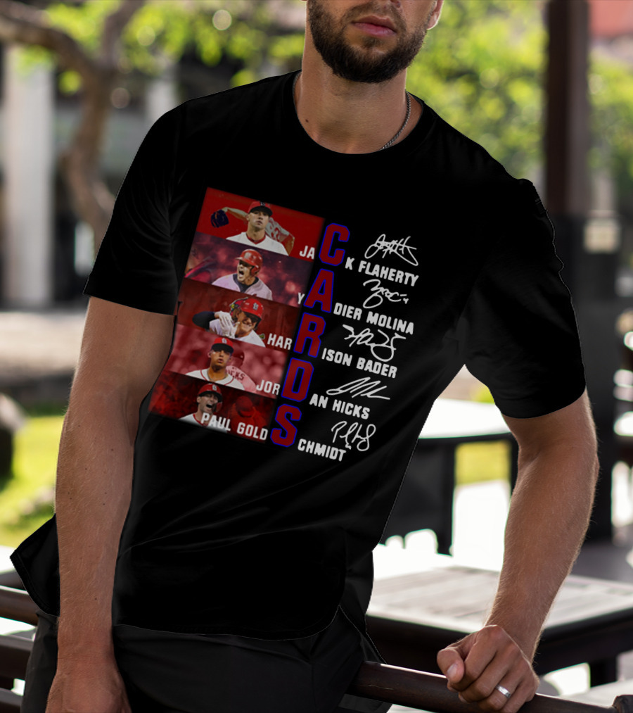 Cards Jack Flaherty Yadier Molina Harrison Bader Jordan Hicks Paul Goldschmidt T-Shirt