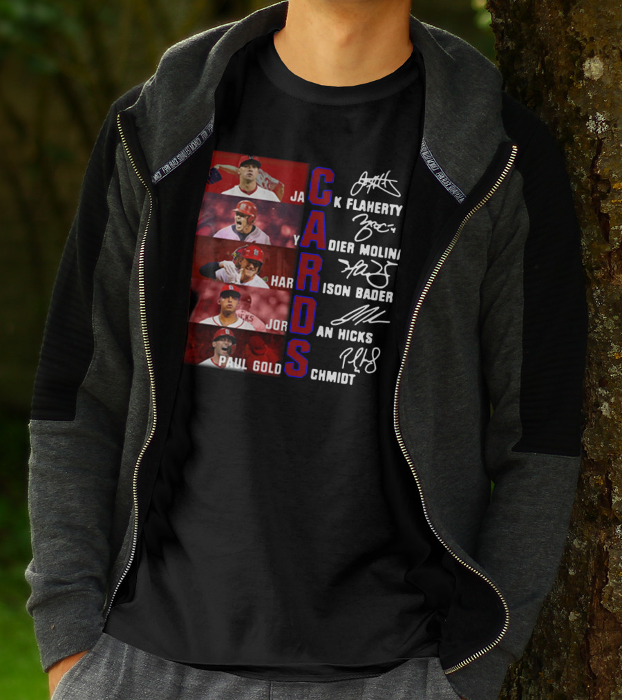 Cards Jack Flaherty Yadier Molina Harrison Bader Jordan Hicks Paul Goldschmidt T-Shirt