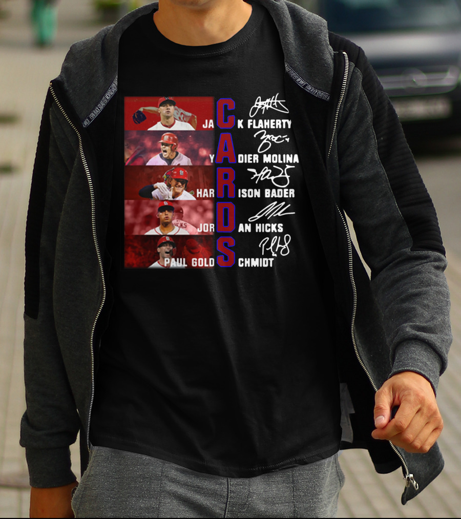 Cards Jack Flaherty Yadier Molina Harrison Bader Jordan Hicks Paul Goldschmidt T-Shirt