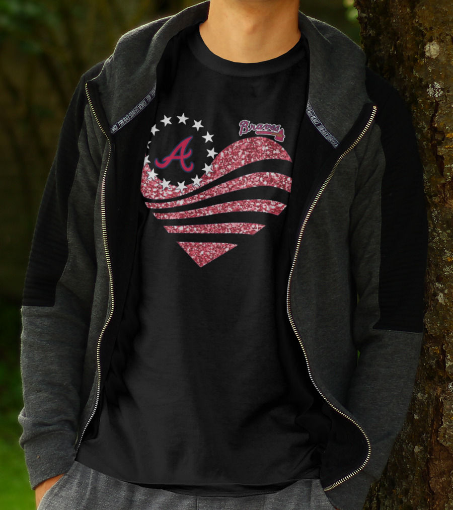 Atlanta Braves Glitter Heart T-Shirt