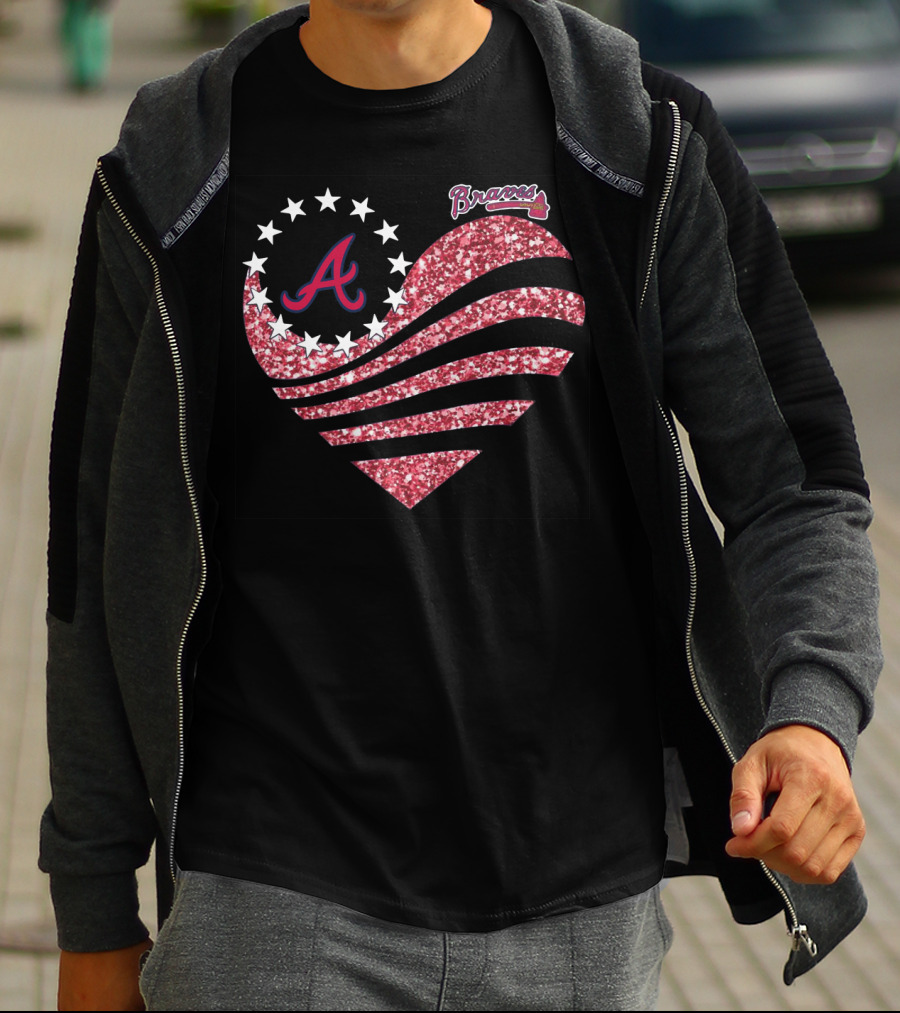 Atlanta Braves Glitter Heart T-Shirt