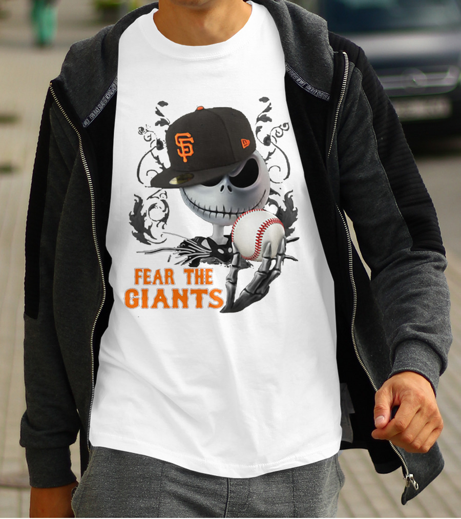 Jack Skellington Fear The Giants San Francisco Baseball Cap Spooky T-Shirt
