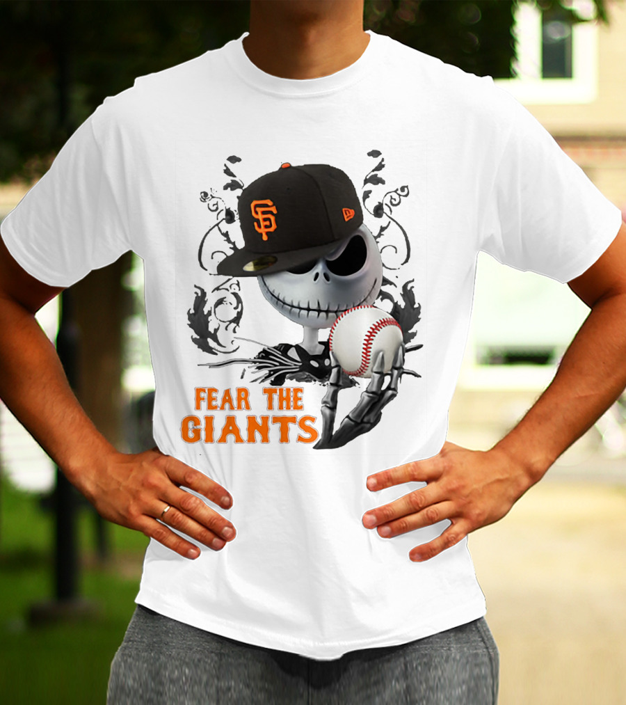 Jack Skellington Fear The Giants San Francisco Baseball Cap Spooky T-Shirt