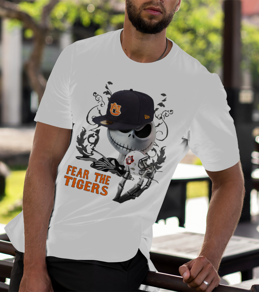 Fear The Auburn Tigers Jack Skellington Helmet And Hat T-Shirt