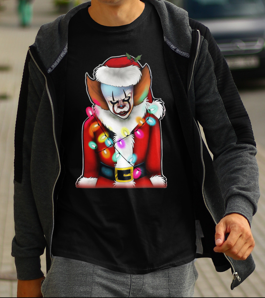 Pennywise Santa Claus Christmas Lights T-Shirt