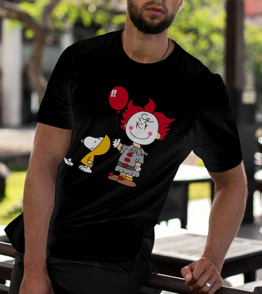 Charlie Brown Balloon Costume With Snoopy Woodstock Pennywise Crossover Red Balloon T-Shirt