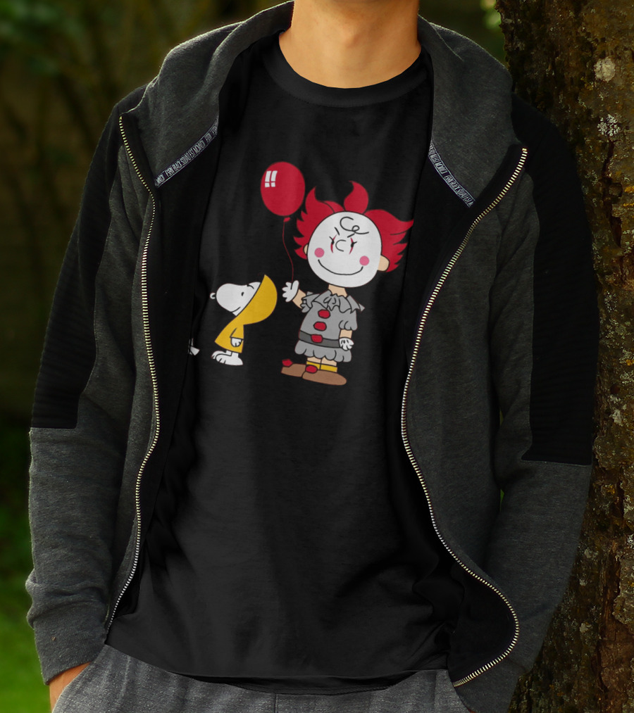 Charlie Brown Balloon Costume With Snoopy Woodstock Pennywise Crossover Red Balloon T-Shirt