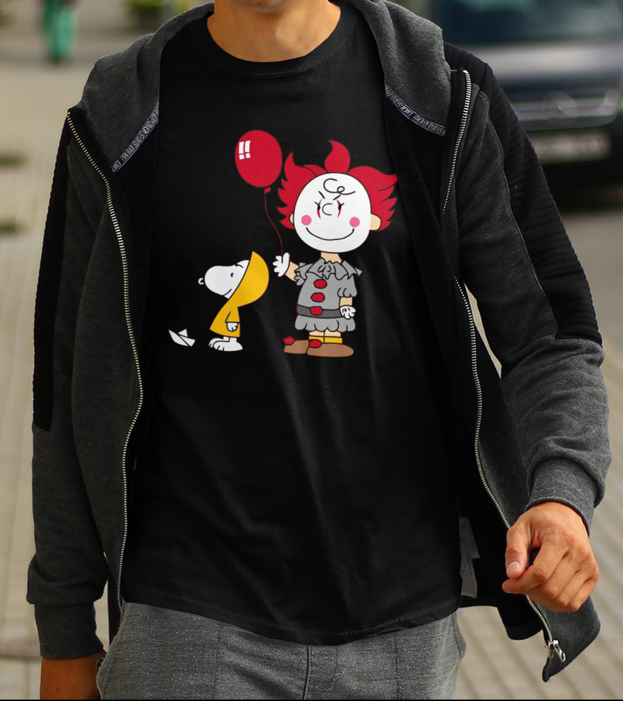 Charlie Brown Balloon Costume With Snoopy Woodstock Pennywise Crossover Red Balloon T-Shirt