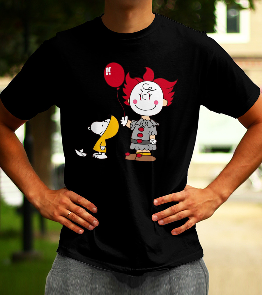 Charlie Brown Balloon Costume With Snoopy Woodstock Pennywise Crossover Red Balloon T-Shirt
