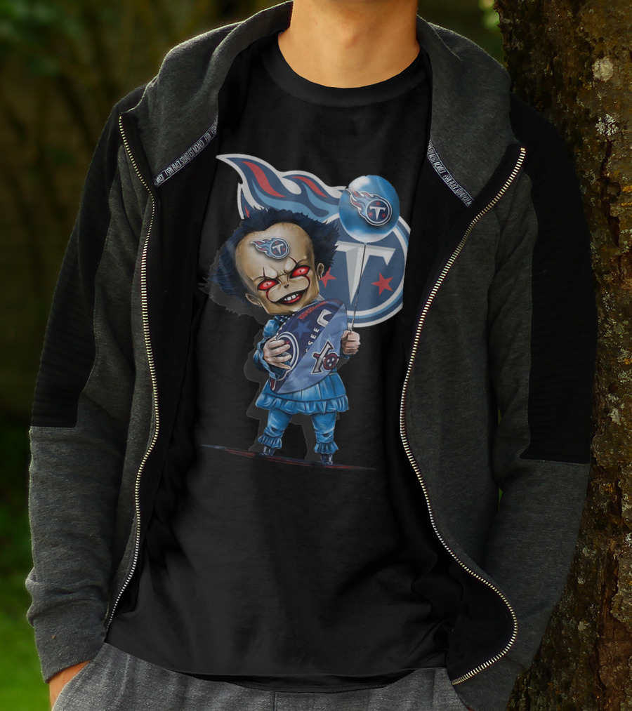 Pennywise Tennessee Titans Football Horror Mashup T-Shirt