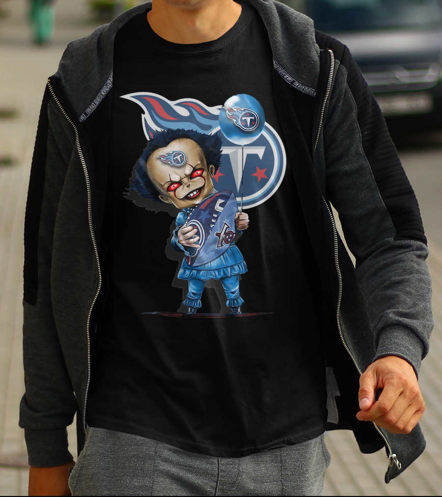 Pennywise Tennessee Titans Football Horror Mashup T-Shirt