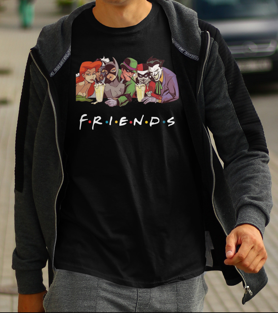 Gotham Villains Friends Parody With Joker, Harley Quinn, And Catwoman T-Shirt