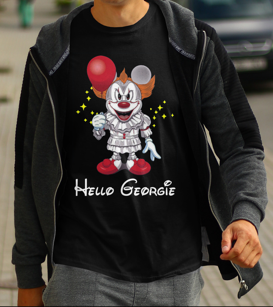 Mickey Pennywise Hello Georgie Clown Balloon Crossover T-Shirt