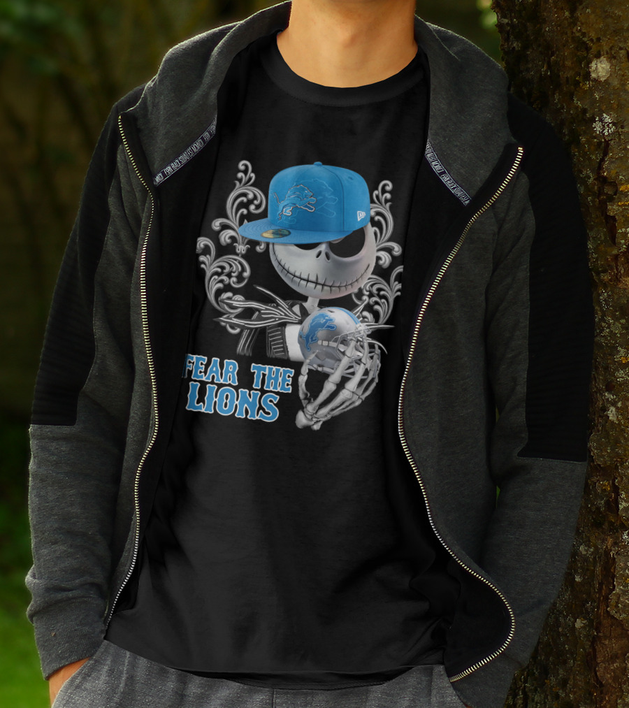 Jack Skellington Detroit Lions Football Crossover Fear The Lions T-Shirt