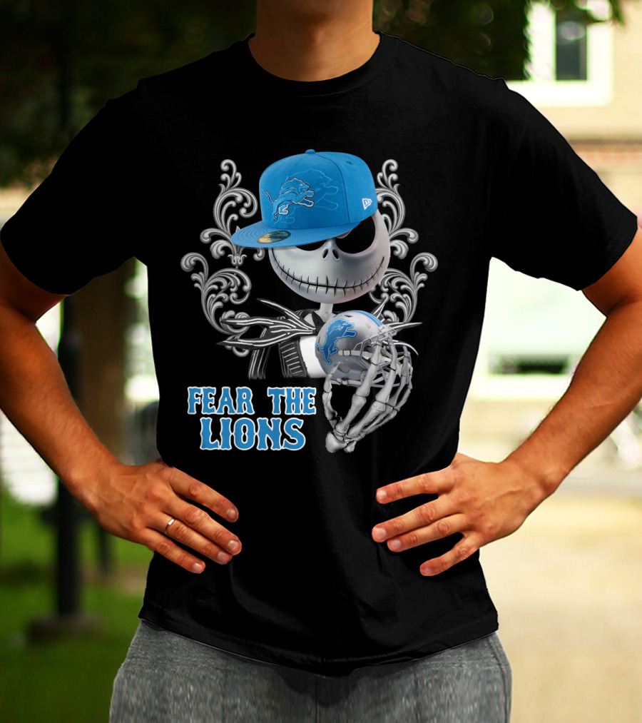 Jack Skellington Detroit Lions Football Crossover Fear The Lions T-Shirt