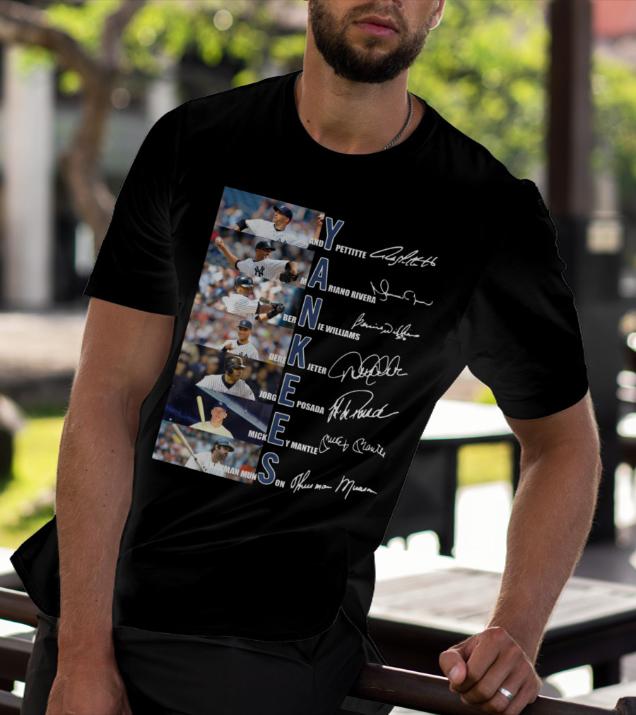 Yankees Andy Pettitte Mariano Rivera Bernie Williams Derek Jeter Jorge Posada Mickey Mantle Thurman Munson T-Shirt