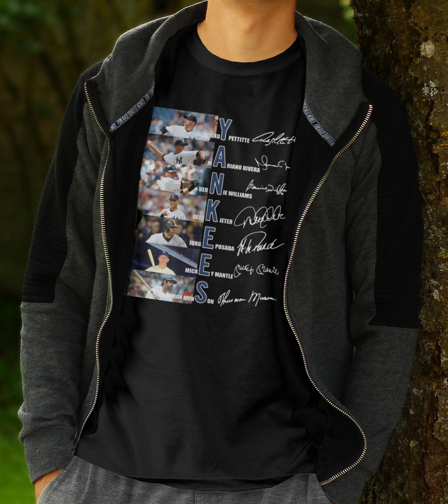 Yankees Andy Pettitte Mariano Rivera Bernie Williams Derek Jeter Jorge Posada Mickey Mantle Thurman Munson T-Shirt
