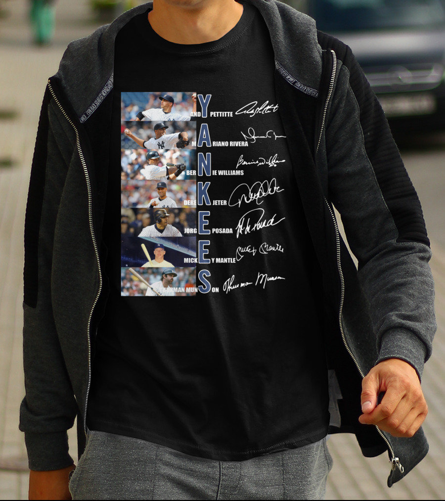 Yankees Andy Pettitte Mariano Rivera Bernie Williams Derek Jeter Jorge Posada Mickey Mantle Thurman Munson T-Shirt