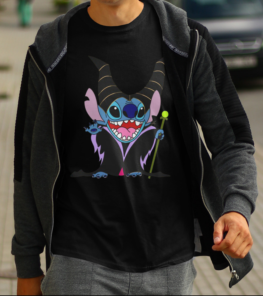 Maleficent Stitch Witch Crossover Character Costume T-Shirt