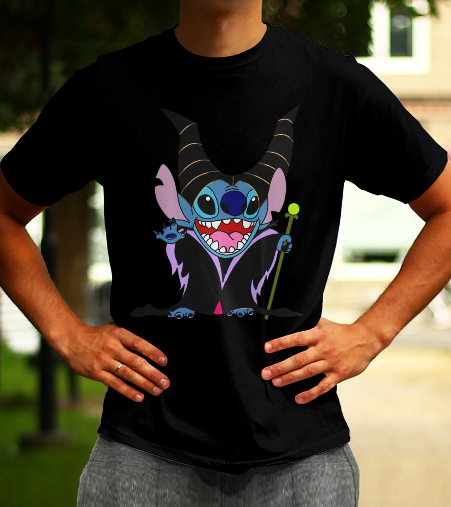 Maleficent Stitch Witch Crossover Character Costume T-Shirt