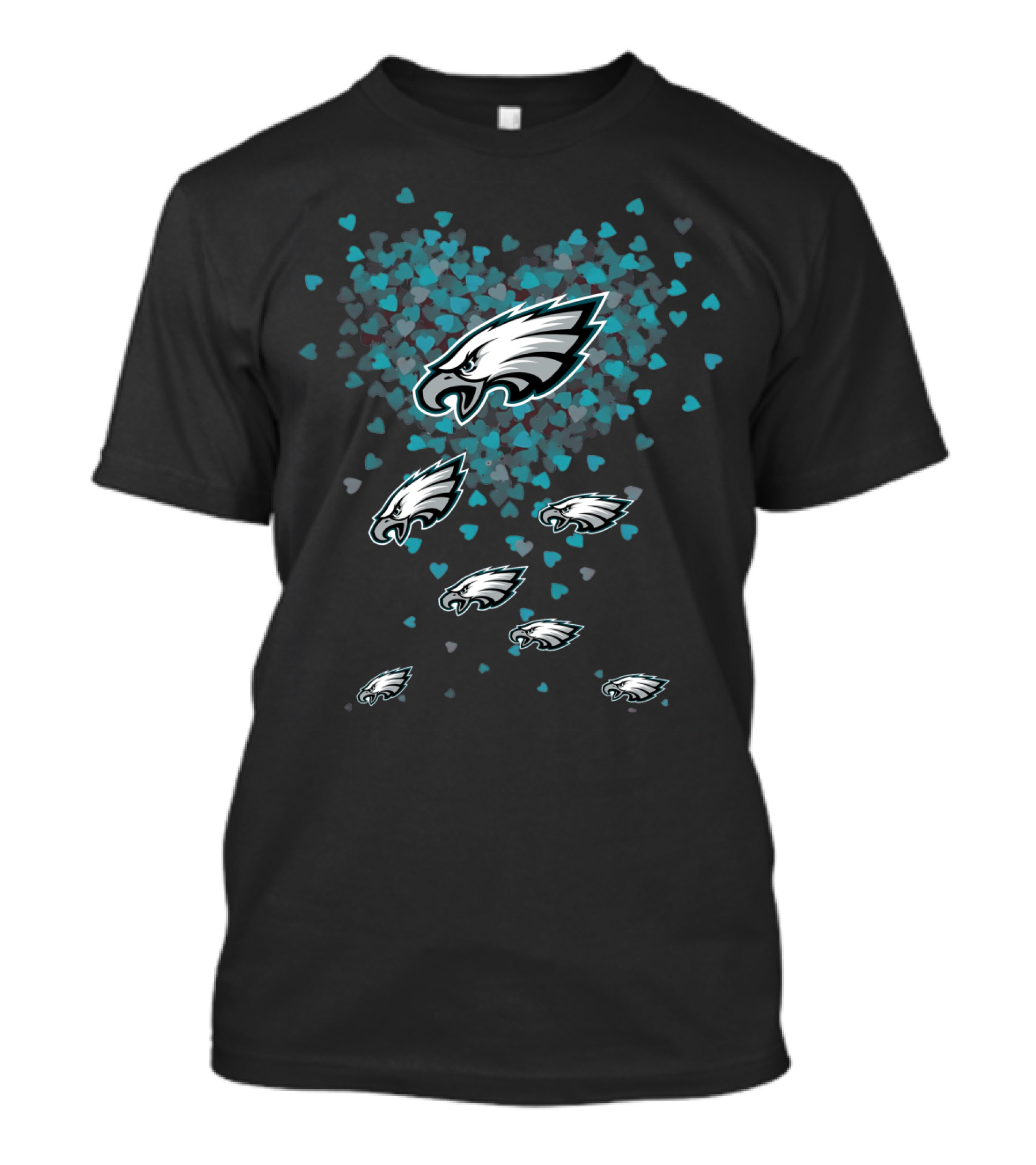 Philadelphia Eagles Hearts Pattern Eagle Heads T-Shirt