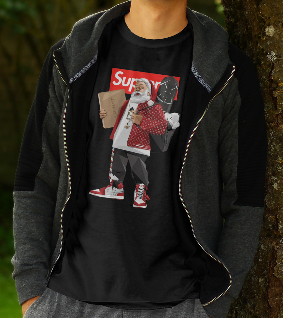 Santa Claus Supreme Hiphop Fashion Mashup With Luxury Brands T-Shirt
