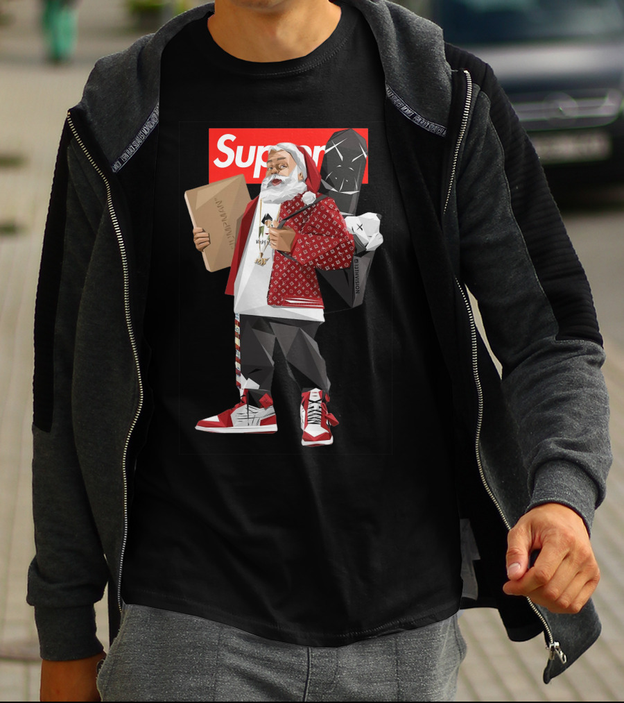 Santa Claus Supreme Hiphop Fashion Mashup With Luxury Brands T-Shirt