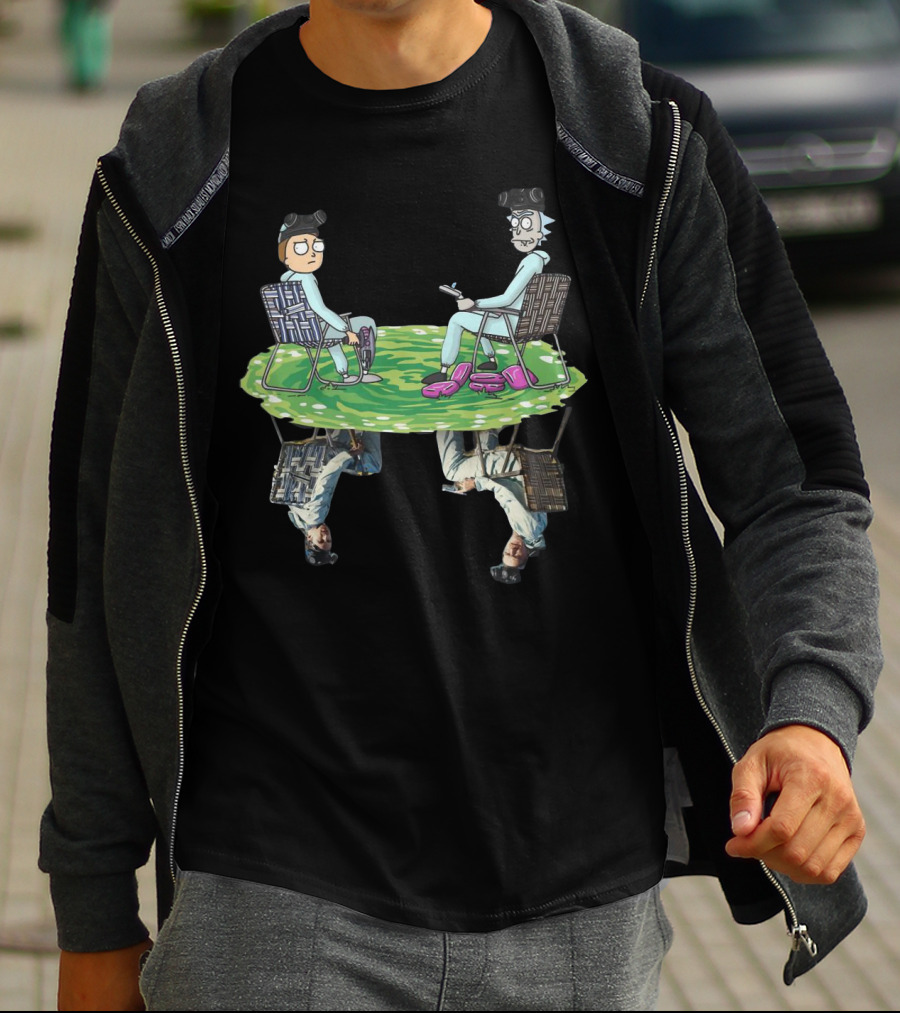 Rick And Morty Crossover Breaking Bad Walter And Jesse Reflection In Lawn Chairs T-Shirt