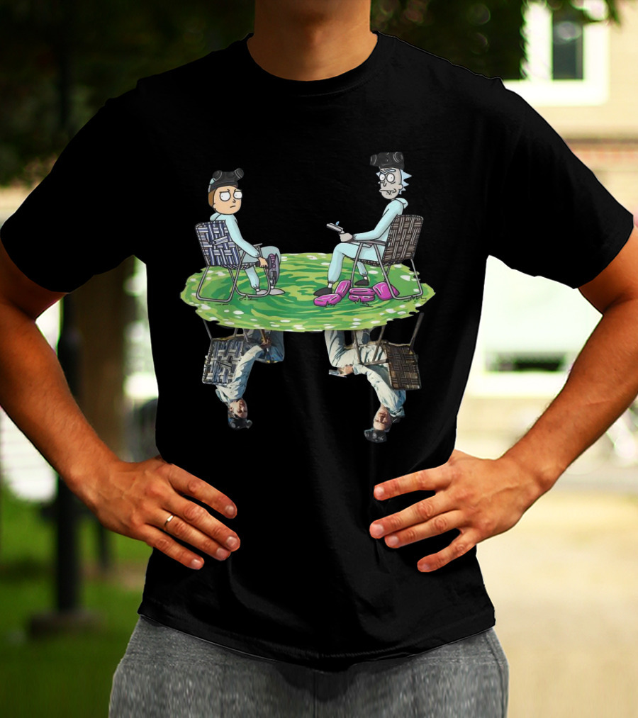 Rick And Morty Crossover Breaking Bad Walter And Jesse Reflection In Lawn Chairs T-Shirt