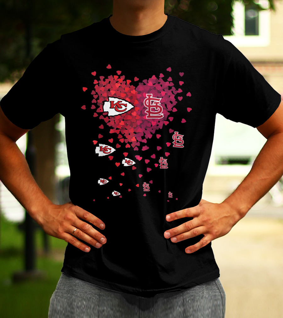 Kansas City Chiefs St. Louis Cardinals Heart Logos Fan Love T-Shirt